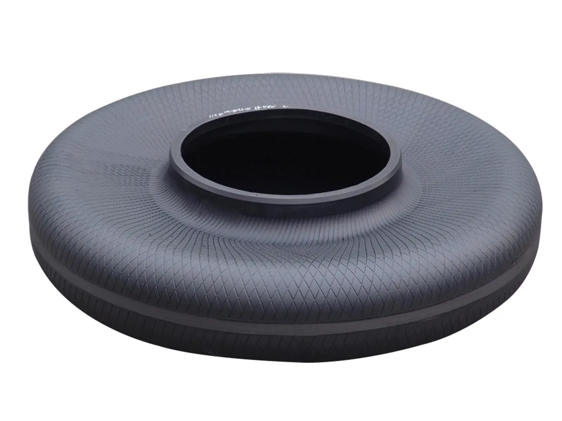 Unidentified low-profile tire curing bladder viewed from above
